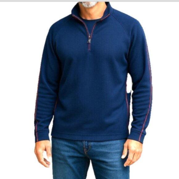 Pebble Beach Men’s Golf Jacket Med Navy Blue Red 1/4 Zip Pullover Performance - Picture 11 of 11